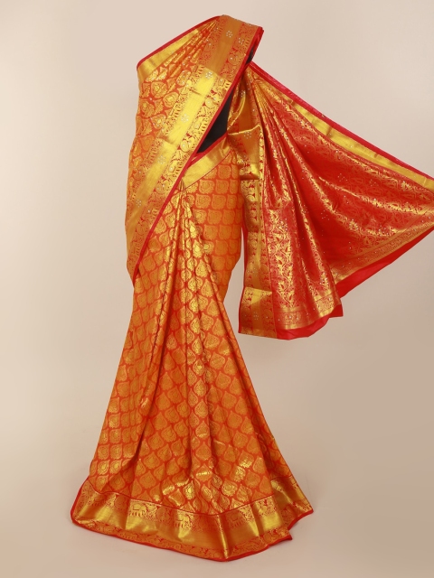 

Pothys Orange Pure Silk Woven Design Kanjeevaram Saree