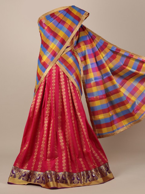 

Pothys Multicoloured & Pink Tissue Woven Design Half Saree, Multi