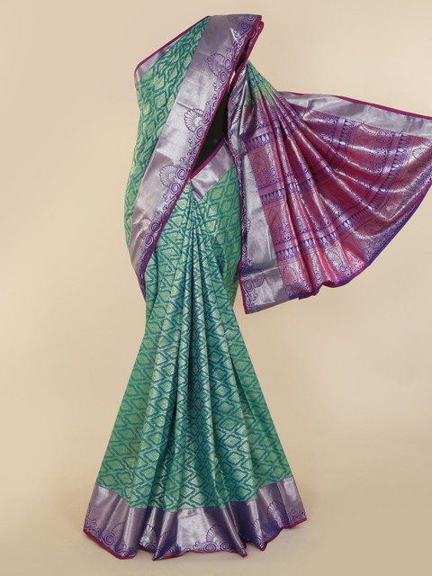 

Pothys Green Pure Silk Woven Design Kanjeevaram Saree