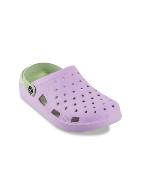 

WALKWAY Women Lavender & Green Solid Clogs