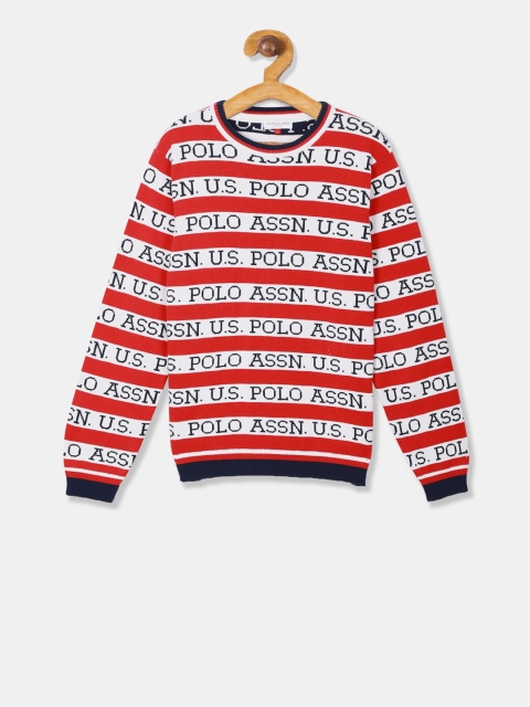 

U.S. Polo Assn. Kids Boys Red & White Striped Pullover Sweater