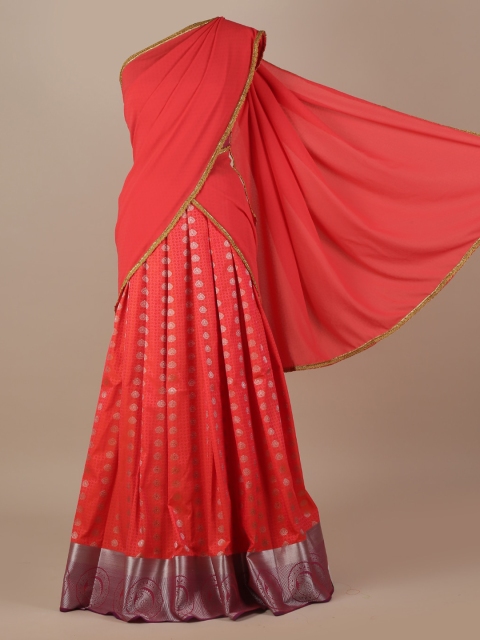 

Pothys Pink Solid Poly Chiffon Saree