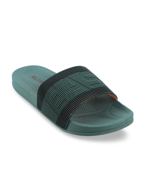 

WALKWAY Men Green & Black Self Design Sliders