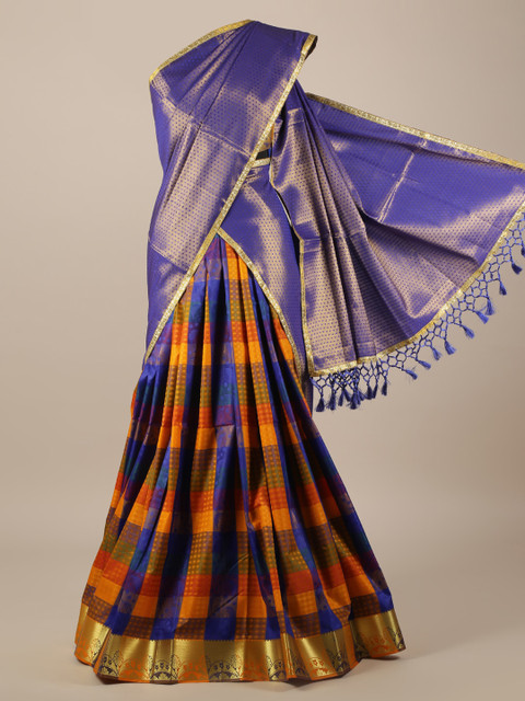 

Pothys Multicoloured Checked Tissue Traditional Half Saree, Multi