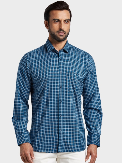 

ColorPlus Men Blue Tailored Fit Checked Casual Shirt