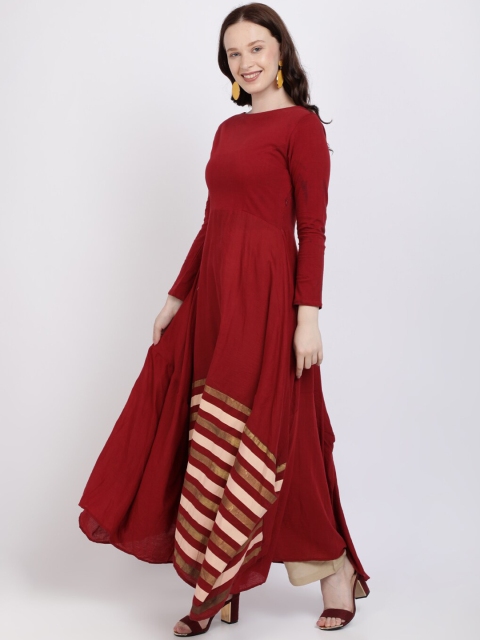 

Vedic Women Maroon Solid Maxi Dress