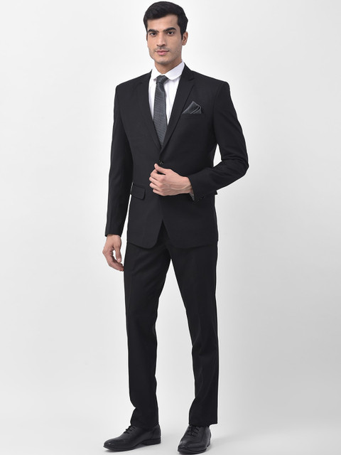 

LUXURAZI Men Black Solid Tailored-Fit Single-Breasted Formal Suit