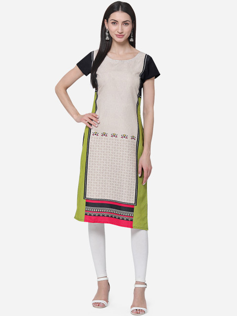 

Kvsfab Women Multicoloured Printed Straight Kurta, Multi