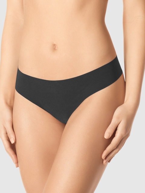 

La Senza Women Black Solid No Show Thongs 11148901-03YZ