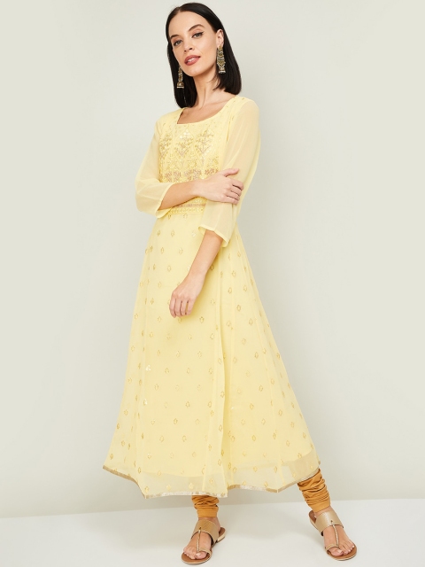 

Melange by Lifestyle Women Yellow Woven Design Anarkali Kurta