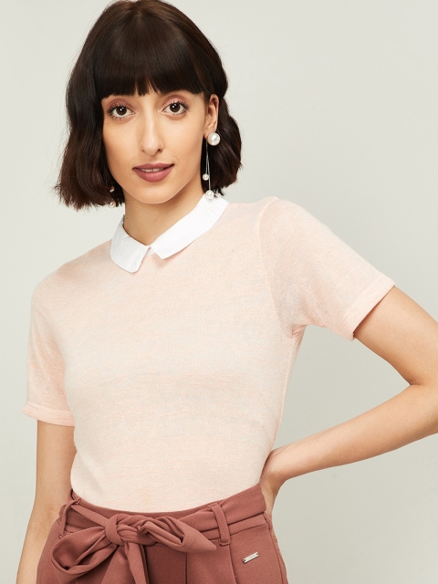 

Bossini Women Peach-Coloured Solid Top