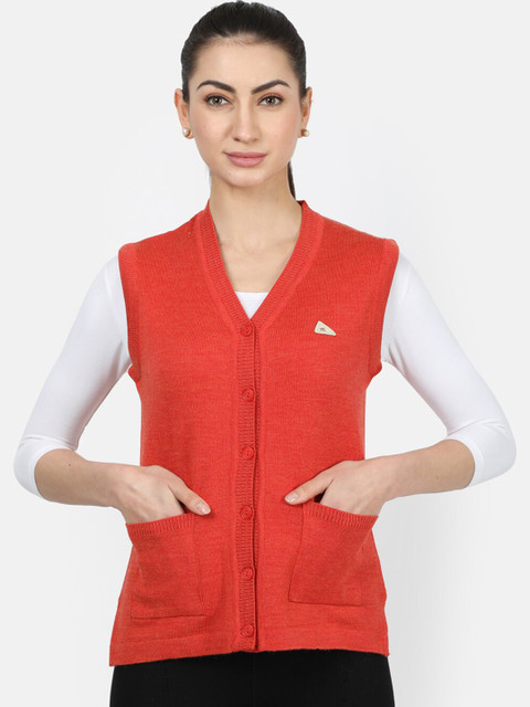 

Monte Carlo Women Orange Solid Woollen Cardigan