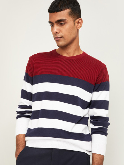 

CODE by Lifestyle Men Red & White Striped Pullover Sweater