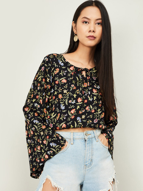 

Ginger by Lifestyle Women Black Printed Top