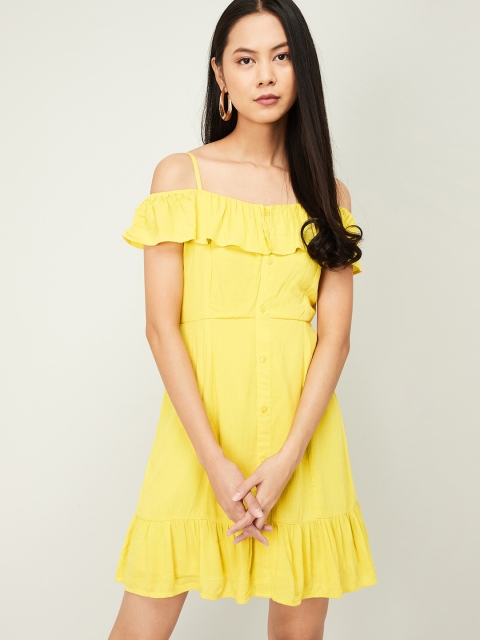 

Ginger by Lifestyle Women Yellow Solid A-Line Dress