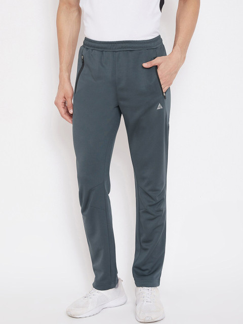 

Athleto Men Grey Solid Slim-Fit Training Track Pants