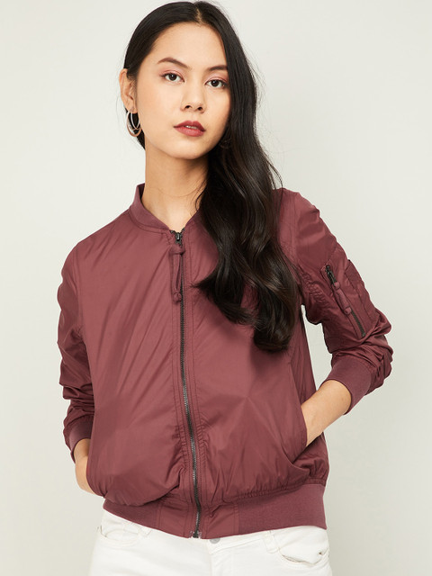 

Bossini Women Maroon Solid Windcheater Bomber