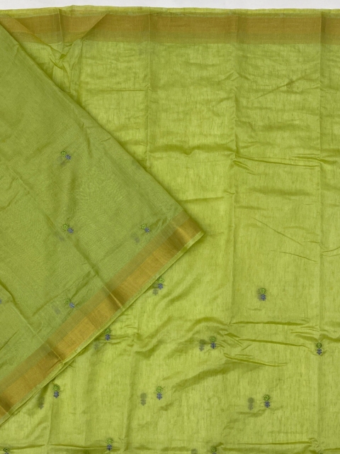 

KLM Fashion Mall Green Embroidered Silk Cotton Saree