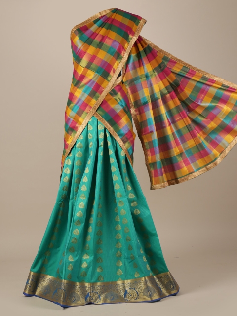

Pothys Multicoloured & Blue Tissue Woven Design Half Saree, Multi