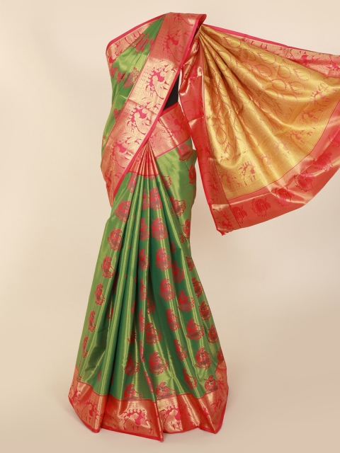 

Pothys Green & Pink Pure Silk Woven Design Kanjeevaram Saree