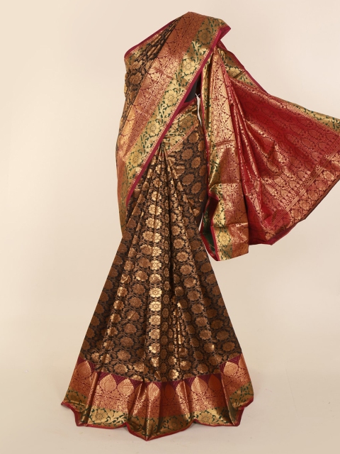 

Pothys Black & Gold-Toned Woven Design Kanjeevaram Saree