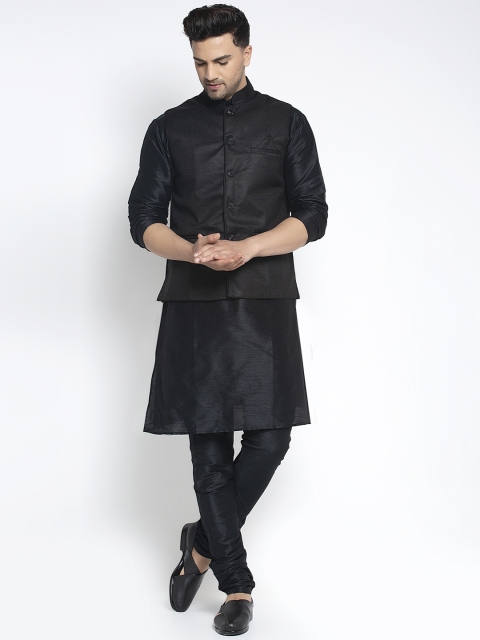 

Benstoke Men Black Solid Kurta with Pyjamas