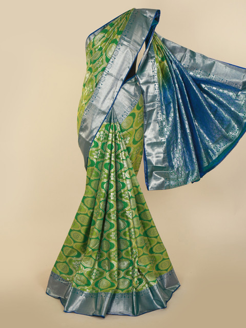 

Pothys Green Pure Silk Woven Design Kanjeevaram Saree
