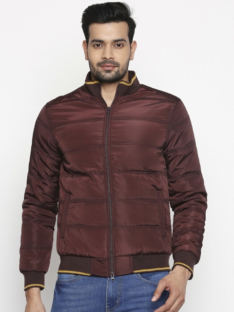 

People Men Maroon Solid Bomber Jacket