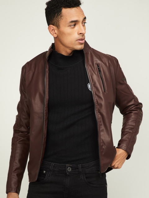 

Bossini Men Brown Solid Biker Jacket