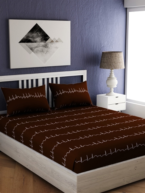 

EverHOME Burgundy & White Printed 144 TC 1 Queen Bedsheet With 2 Pillow Covers