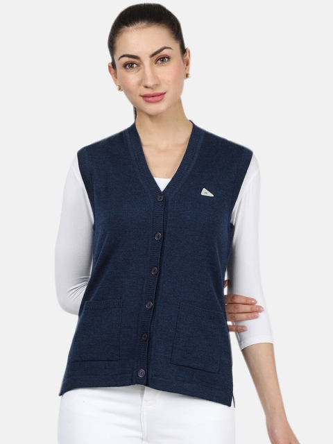 

Monte Carlo Women Blue Solid Woollen Cardigan