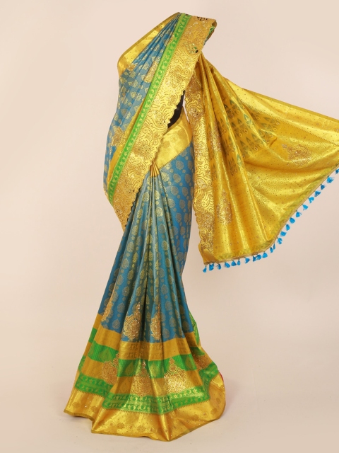 

Pothys Blue Pure Silk Woven Design Kanjeevaram Saree
