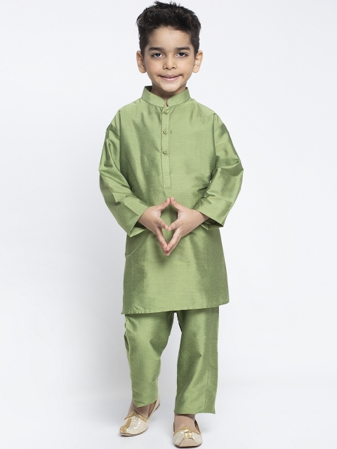 

MAXENCE Boys Green Solid Kurta with Pyjamas
