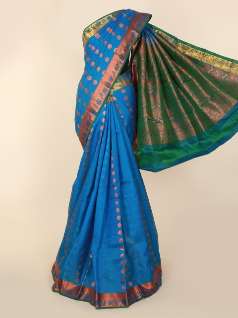 

Pothys Blue & Green Pure Silk Woven Design Kanjeevaram Saree