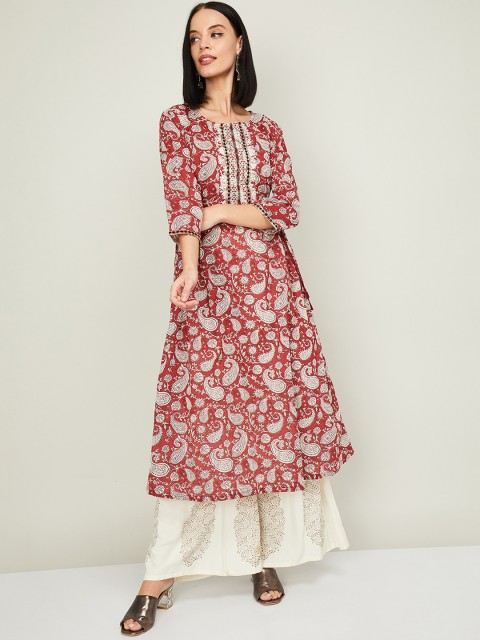 

Melange by Lifestyle Women Maroon Printed Anarkali Kurta