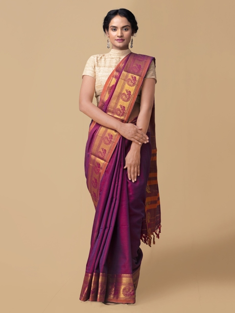 

Unnati Silks Purple Woven Design Narayan Peth Saree