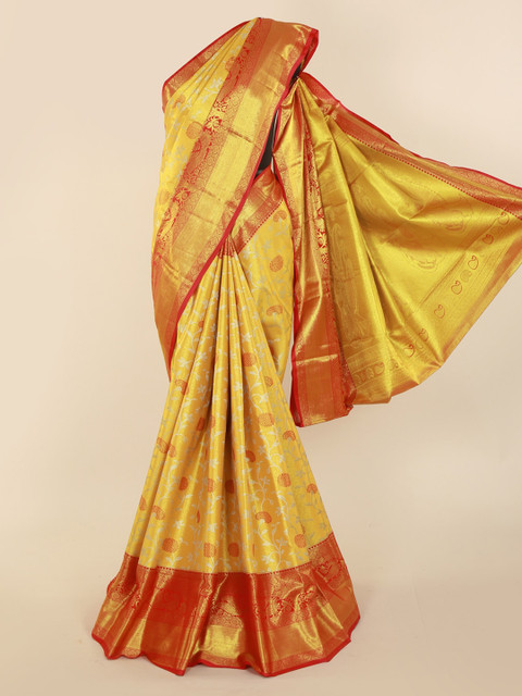 

Pothys Yellow Striped Kanjeevaram Saree