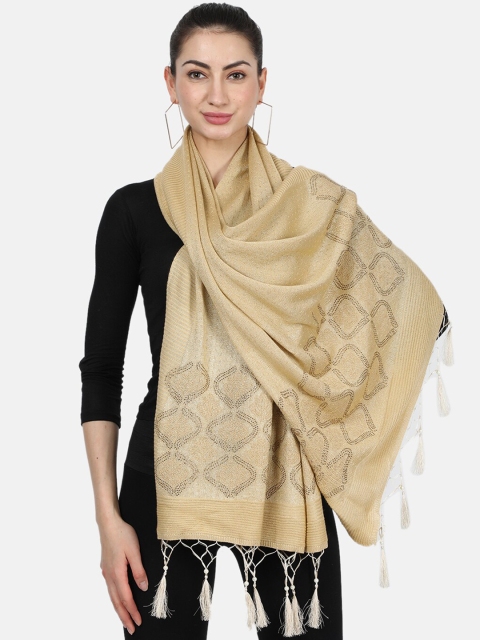 

Monte Carlo Women Beige Woven Design Stole