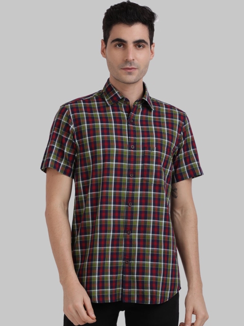 

ColorPlus Men Red Tailored Fit Checked Casual Shirt
