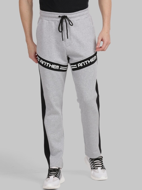 

ANTHEM Men Grey & Black Printed Slim-Fit Track Pants