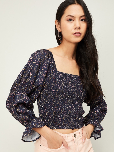 

Ginger by Lifestyle Women Navy Blue Printed Top