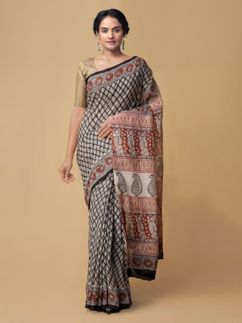 

Unnati Silks Black Printed Kota Saree