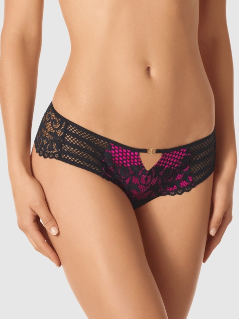 

La Senza Women Black & Pink Self Design Lace Thongs 11145324-0UND