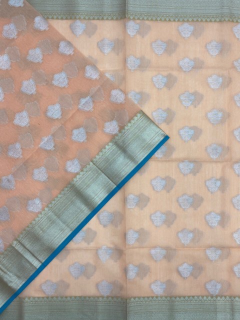 

KLM Fashion Mall Peach-Coloured Woven Design Linen Blend Saree