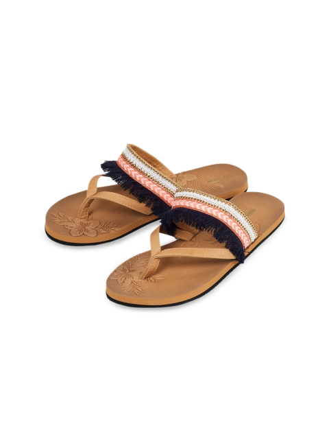 

max Women Brown & Blue Striped Open Toe Flats