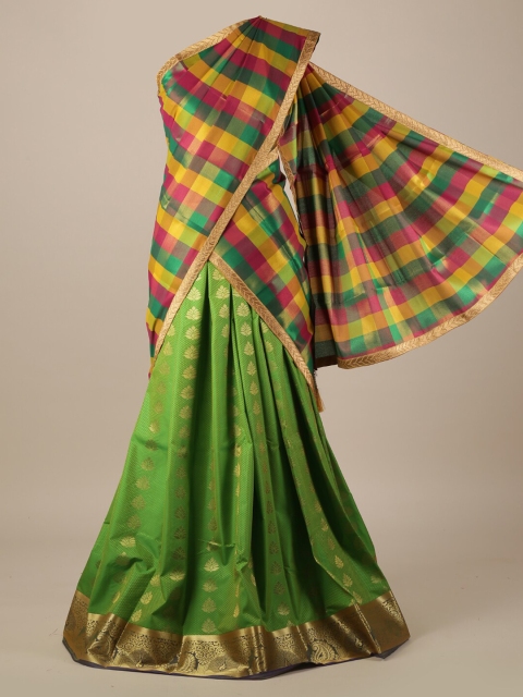

Pothys Multicoloured & Green Tissue Woven Design Half Saree, Multi