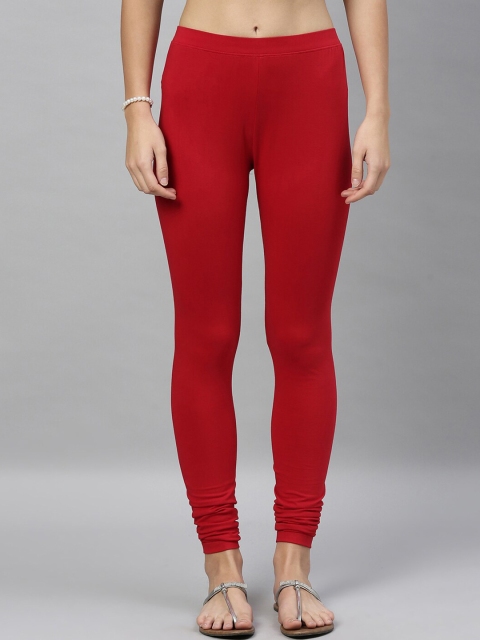 

Kryptic Women Red Solid Churidar-Length Leggings