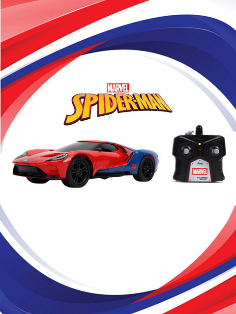 

Jada Toys Unisex Kids Red & Black Spiderman 1:16 2017 Ford GT Remote Control Car Vehicle Toy