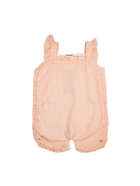 

MeeMee Infant Girls Peach-Coloured Crochet Embroidered Baby Chicken Dungarees