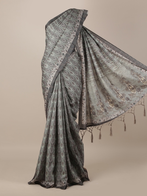 

Pothys Green & Grey Jute Silk Printed Saree
